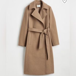 H&M Tie Belt Coat Beige M